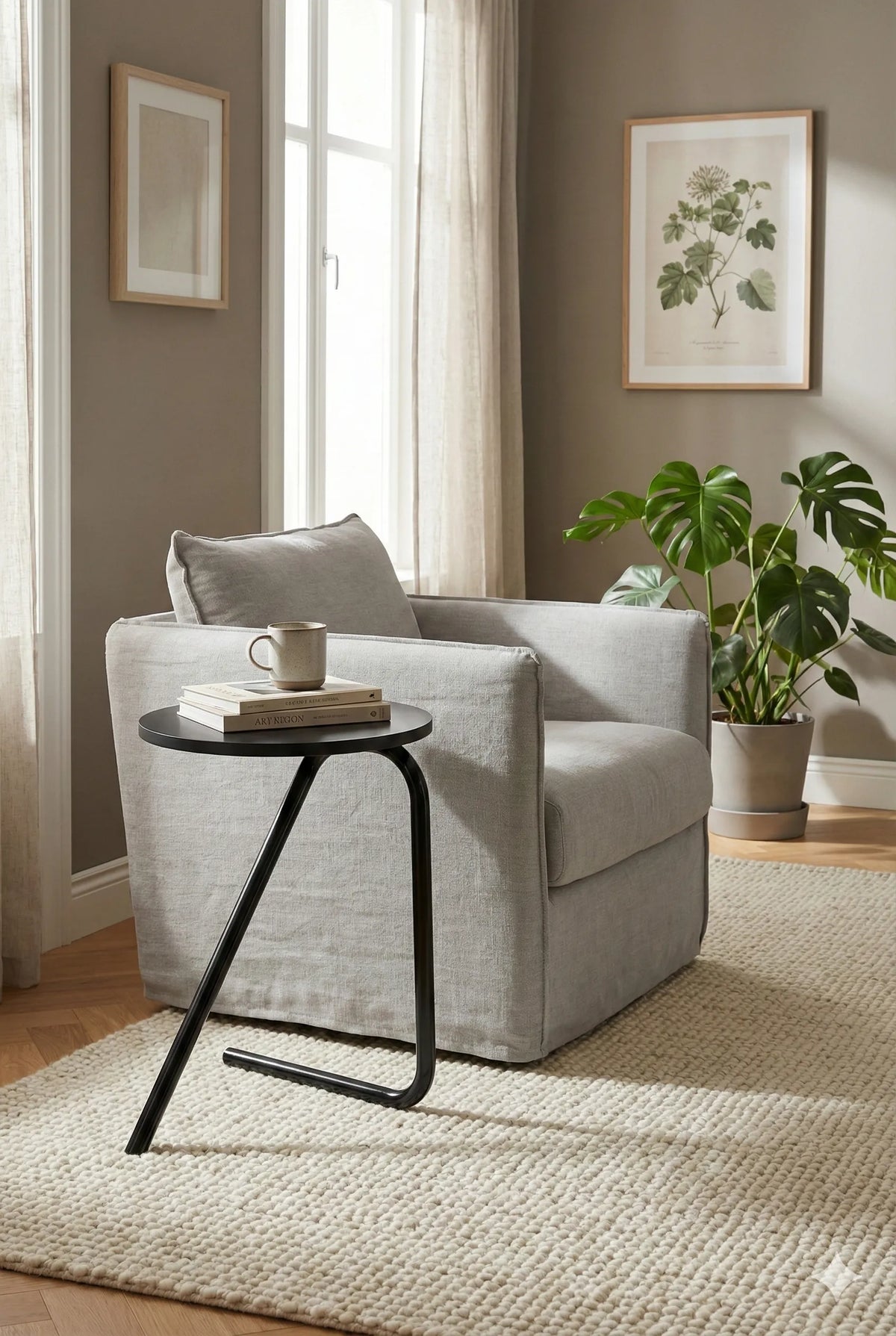 Mesa de Apoio Luxo Dois Pés em Aço Carbono