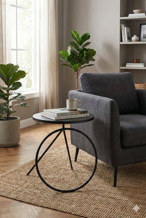 Mesa de Apoio Luxo Redonda em Aço Carbono
