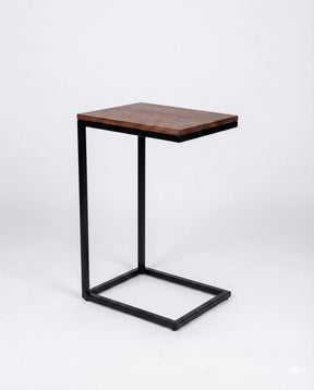 Mesa de Apoio em Aço Carbono com Tampo de Madeira