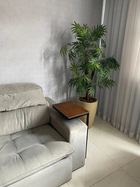 Mesa de Apoio em Aço Carbono com Tampo de Madeira